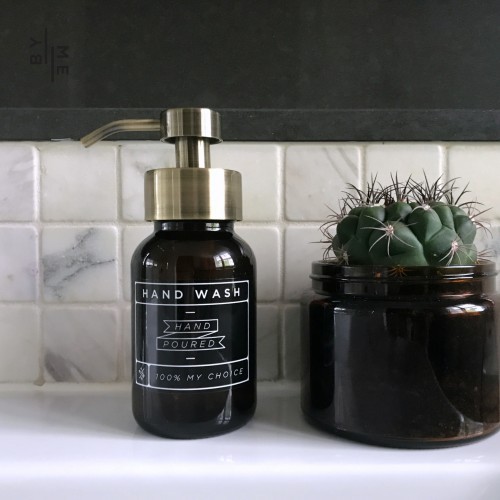 Glass foaming soap dispenser with brass pump