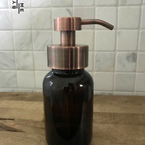Glass foaming soap dispenser with copper pump