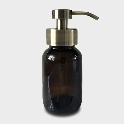 Amber Glass Foaming Dispenser with Brass Pump